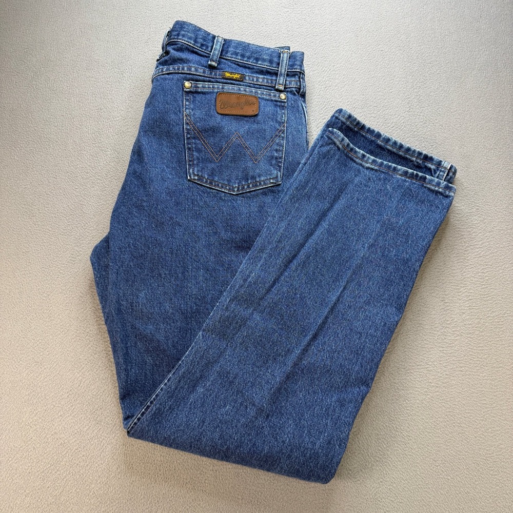 Wrangler 47MWZ Regular Fit Jeans Mens 38x34 Blue Cotton Denim Western Straight